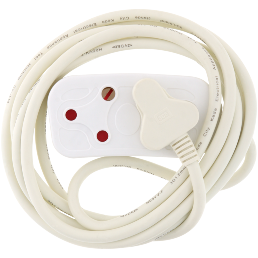 SCE White Two Way Heavy Duty Extension Cord 3m
